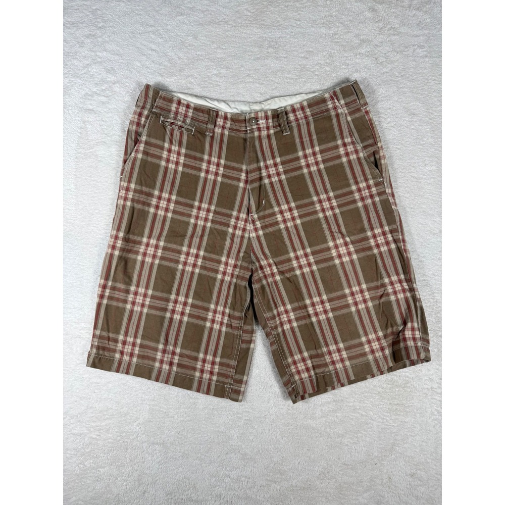 No Boundaries Plaid Shorts Mens 36 Brown Tan Red Good Cotton Casual Skater Y2K